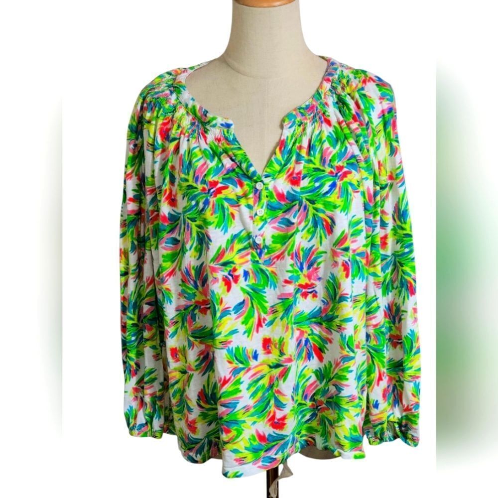 Stella Parker Tropical Print FLoral Women's Top Plus Size